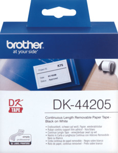 Continuous Label Tape: DK44205 Brother 62mm Continuous Removable Label Paper Tape