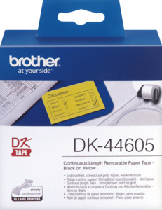 DK44605 Brother 62mm Continuous Removable Paper Tape Yellow