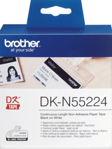 Continuous Label Tape: DKN55224 Brother 54mm Non-Adhesive Continuous Paper Roll