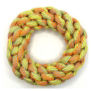 Tug Of War Dog Toys: Ring Tug Rope Dog Toy - Orange / Yellow