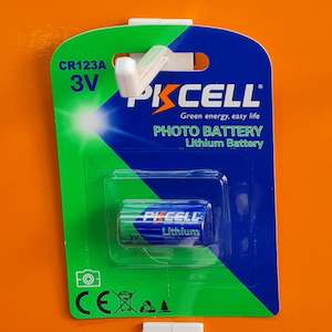 Battery: CR123A Lithium   PKCELL  1pce