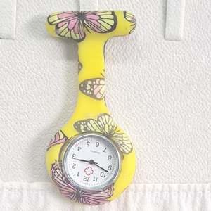 Pocket Watches: Nurse Watch Silicon butterfly Print-  5 colours
