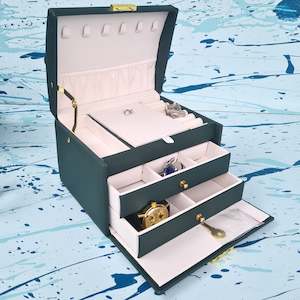 Jewellery And Watch Boxes: Jewellery & Watch Box TJ12- Forrest Green,