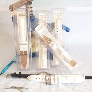 Watch Straps Tools Parts: Coloured Leather Watch Straps White or Red