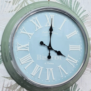 Clocks Wall Designer Style: Clock Wall Metal Vintage Green Station Style 600mm