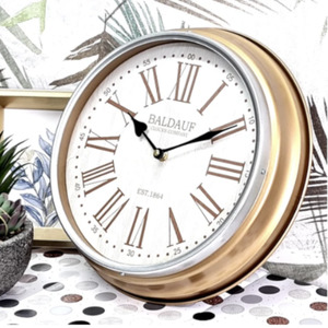 Clocks Wall Designer Style: Clock Metal Gold Tone300mm
