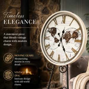 Clock Metal world map Wall Motion 600mm TC68