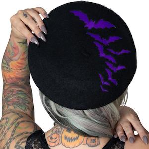 Hats: Purple Bat Beret Hat