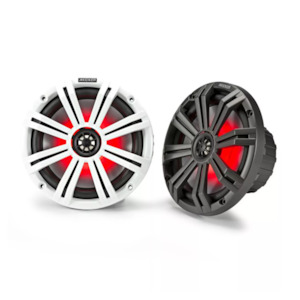 Kicker LED Series 8 inch 2-Way Coaxial Marine Speakers - White and Charcoal