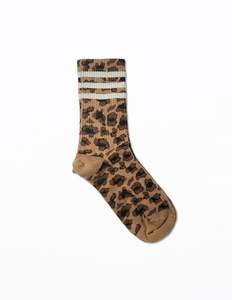 Stella And Gemma: Leopard Sock With White Stripe