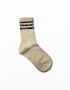Cream Sock With Leopard Stripe