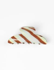 Hair Claw - Stripe | Teal & Brown