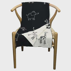 Children: Cotton Jungle Throw | Black/Natural