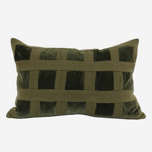 Cushions And Bedding: Emerald Velvet Checker Cushion Cover