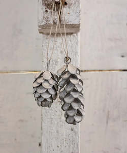 Christmas: Hanging Pinecone Long | Ash Grey
