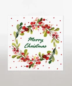 Merry Christmas Berries Ring | Lunch Napkin