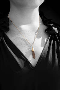 Cathy Pope: Smokey Quartz Engraved Gold Necklace