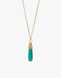Cathy Pope: Green Onyx Engraved Gold Necklace
