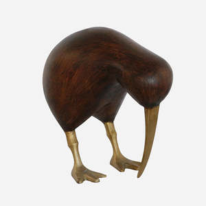 All: Wooden  Kiwi With Brass Legs And Beak | Brown