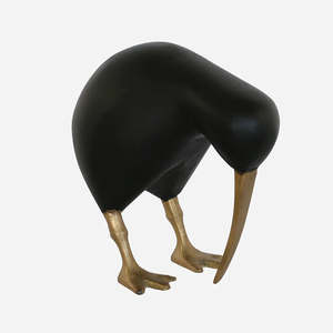 All: Wooden Kiwi With Brass Legs And Beak | Black