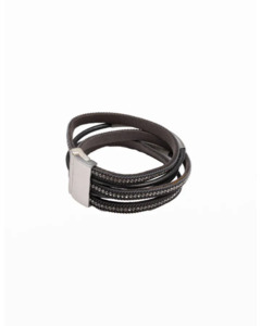 Bracelet Wrap Grey w Crystals