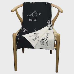 Children: Cotton Jungle Throw | Black/Natural
