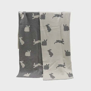 Cotton Bunnies Throw | Grey/White