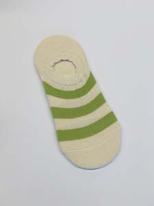 Socks: Socks | Cream w Lime Stripe