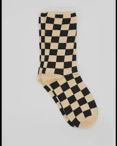 Socks: Cream/Black Check Socks
