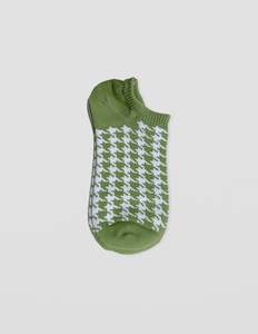 Socks | White w Moss Houndstooth