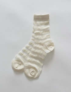 Sock: White Crochet Stripe - Socks