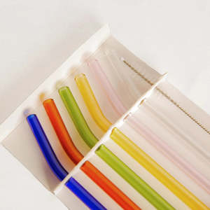 Reusable Glass Straws S6 | Long Bend Multi Colour