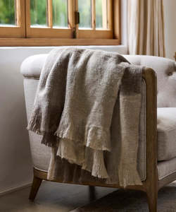 Cushions And Bedding: Beige Brown Plaid Fringe Throw