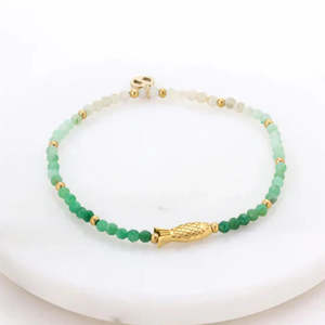 All: Emma Bracelet | Olive/Gold Stretch