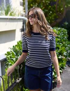 Clothing: Charly Knit Navy Stripe