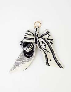 Stella + Gemma Bag |  Key Charm Black| White Bird Pattern
