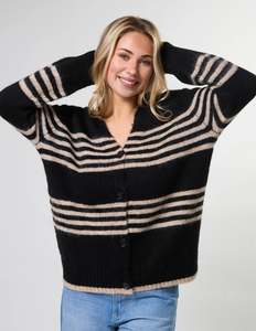 Stella And Gemma: Stella + Gemma Stripe Cardigan Black Sand