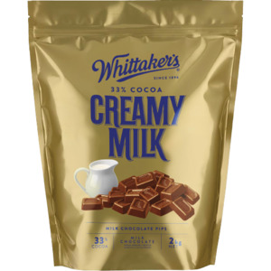 Confectionery: Whittaker's Creamy Milk 33% Cocoa Milk Chocolate Pips 2kg