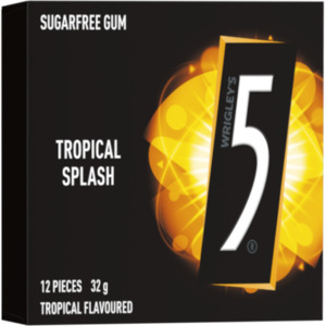 5 Gum Tropical Splash Sugar Free Chewing Gum Stick 10 x 32.4g