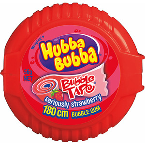 Hubba Bubba Seriously Strawberry Tape Bubble Gum 180cm 12 x 56g