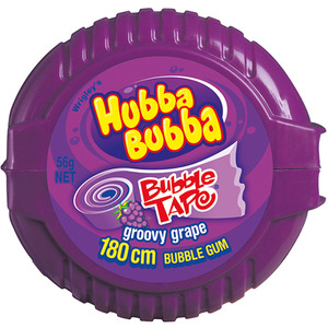 Confectionery Chewing Gum: Hubba Bubba Groovy Grape Tape Bubble Gum 180cm 12 x 56g