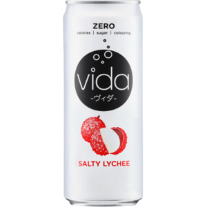 Vida Zero Salted Lychee Flavoured Sparkling Drink 24 x 325ml