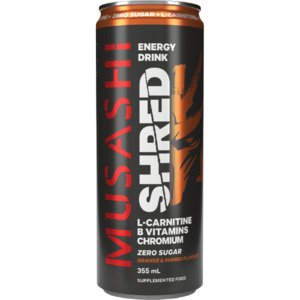Musashi Orange & Mango Shred Energy Drink 12 x 355ml