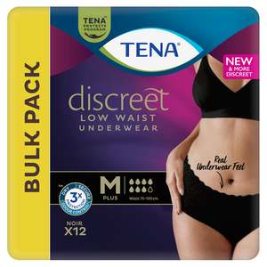 Sample- TENA Discreet Low Waist Incontinence Underwear - Black (Disposable)