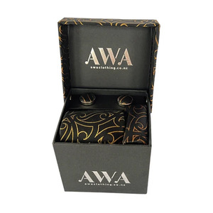 Awa Clothing Boxed Tie Set Black and Gold