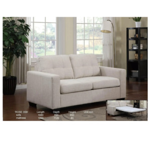 Couch: Rose 2 Seat Sofabed - Beige