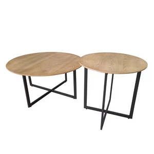 Coffee Table 1: Macey Coffee Table Set – Light Oak & Black Frame