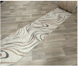 Accessories: Swirl Abstract Style Neutral Colour Hallway Runner 80cm Wide x Cut To Order