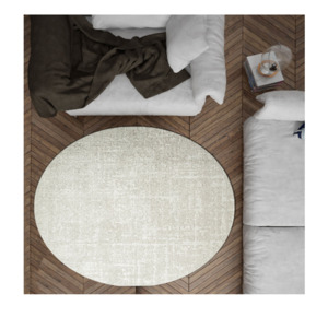Modern Luxurious Textured Trentino Ivory Round Rug