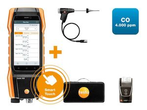 Probe: Flue Gas Analyser Set (O2, CO up to 4,000 ppm) with Printer - Testo 300